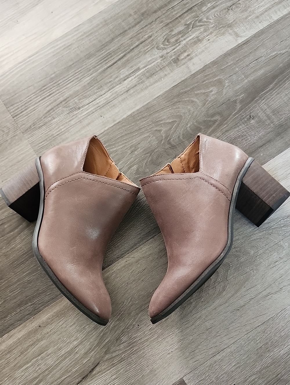 LUCKY  BRAND Taupe Block Heel Ankle Boots
